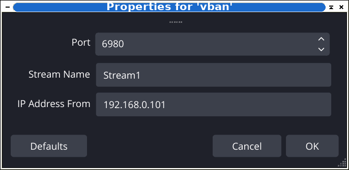VBAN Audio Plugin 0.1.0